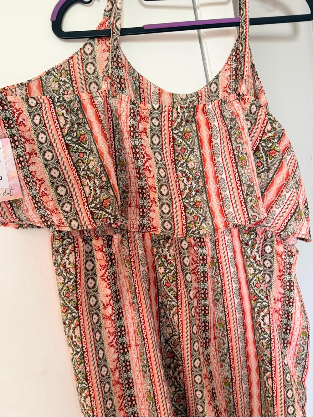 Bealls bohemian-style Pink Dot geometric patterned strappy maxi dress